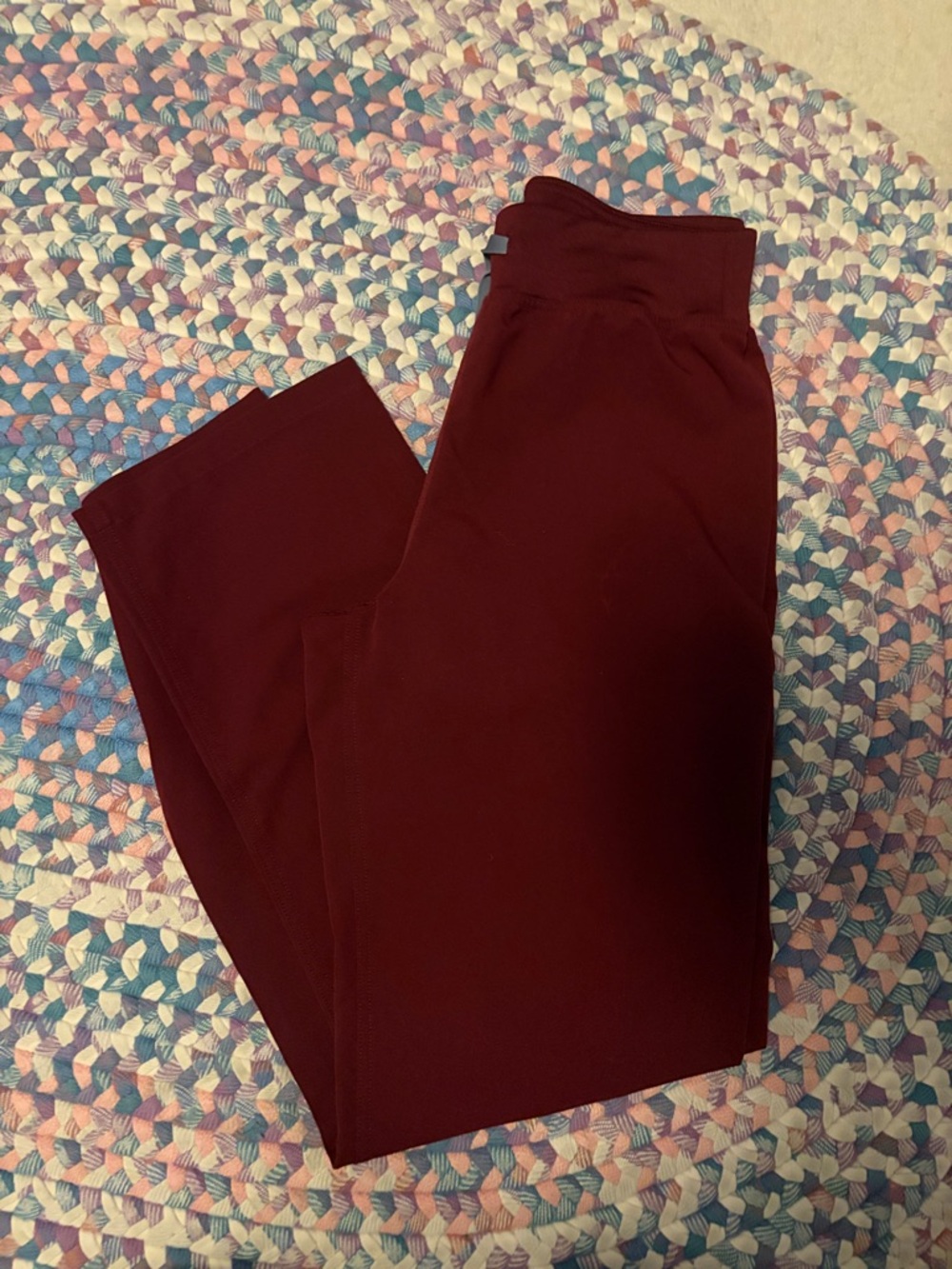 Women's Burgundy High-Waist Ponte Pants